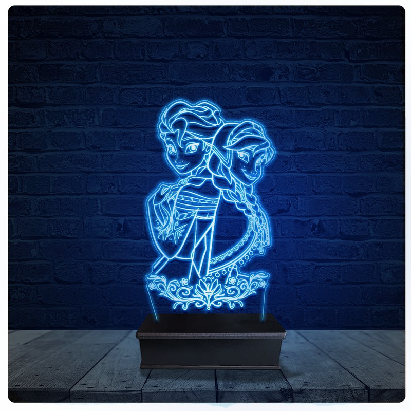 Luminária Led Acrilico Abajur - Elsa Frozen Disney