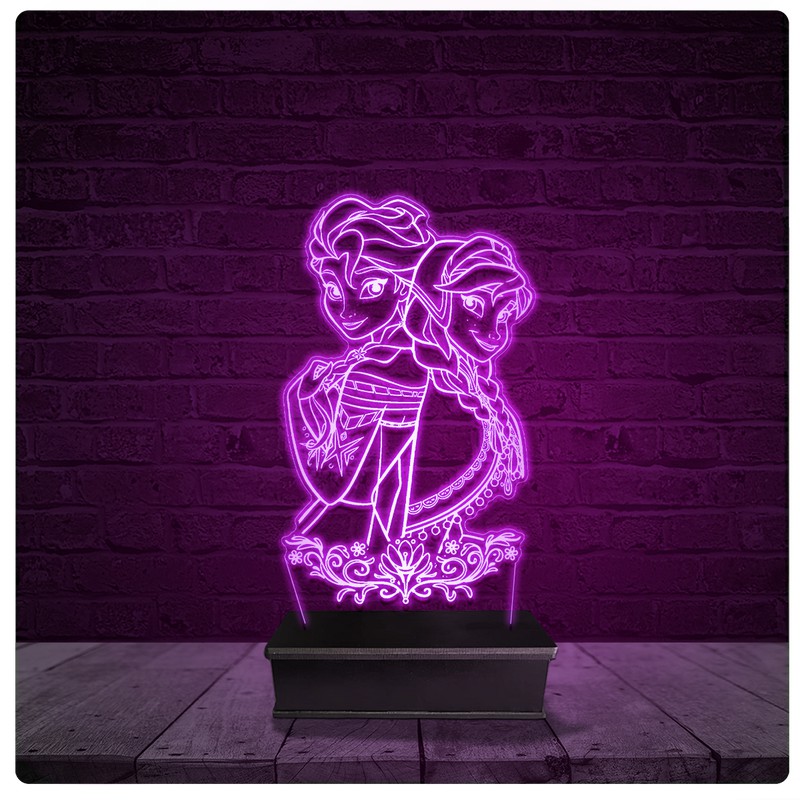 Luminária e Abajur Acrílico Led - Elsa Frozen Disney