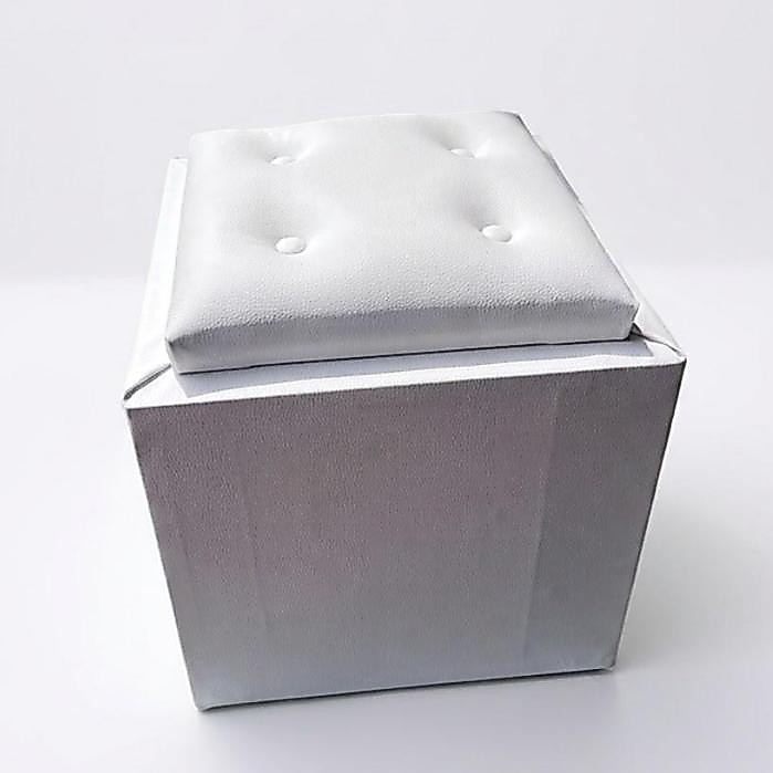 Puff Courino Branco Estofado - Assento Extra Prático para Sala, Quarto e Closet Confortável