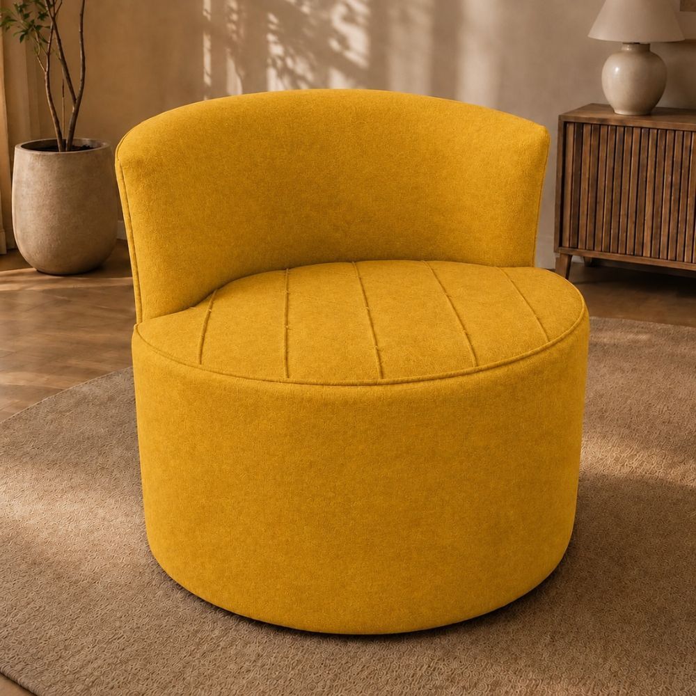 Poltrona Nunne Premium com Formas Arredondadas e Conforto Extra Suede Amarelo
