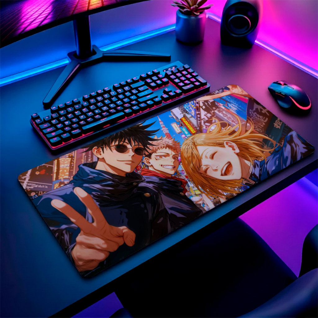 MousePad Gamer Speed Liso Confortavel Com Base Antiderrapante E Bordas Costurdas Com Estampa De Anime Varios Tamanhos