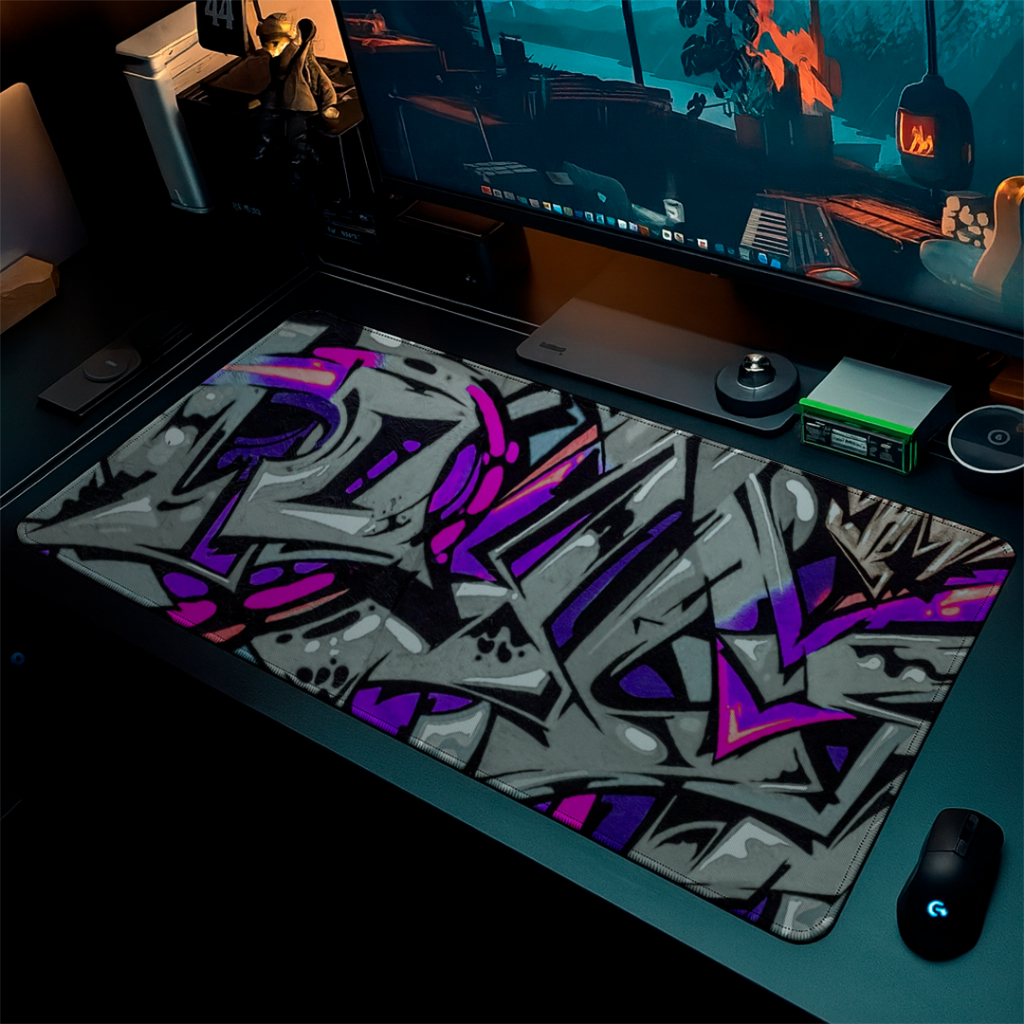 MousePad Gamer Speed Liso Confortavel Com bordas Costurdas E Base Antiderrapante Estampa Gamer ABS TryHard Player Purple