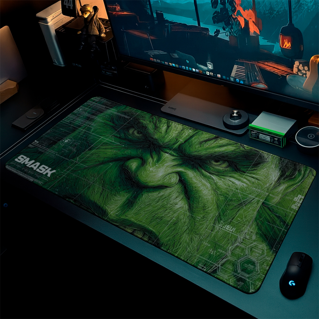 MousePad Speed Gamer Com Base Antiderrapante E Bordas Costuradas Superficie Lisa Com Personalização De Heroi Esmaga