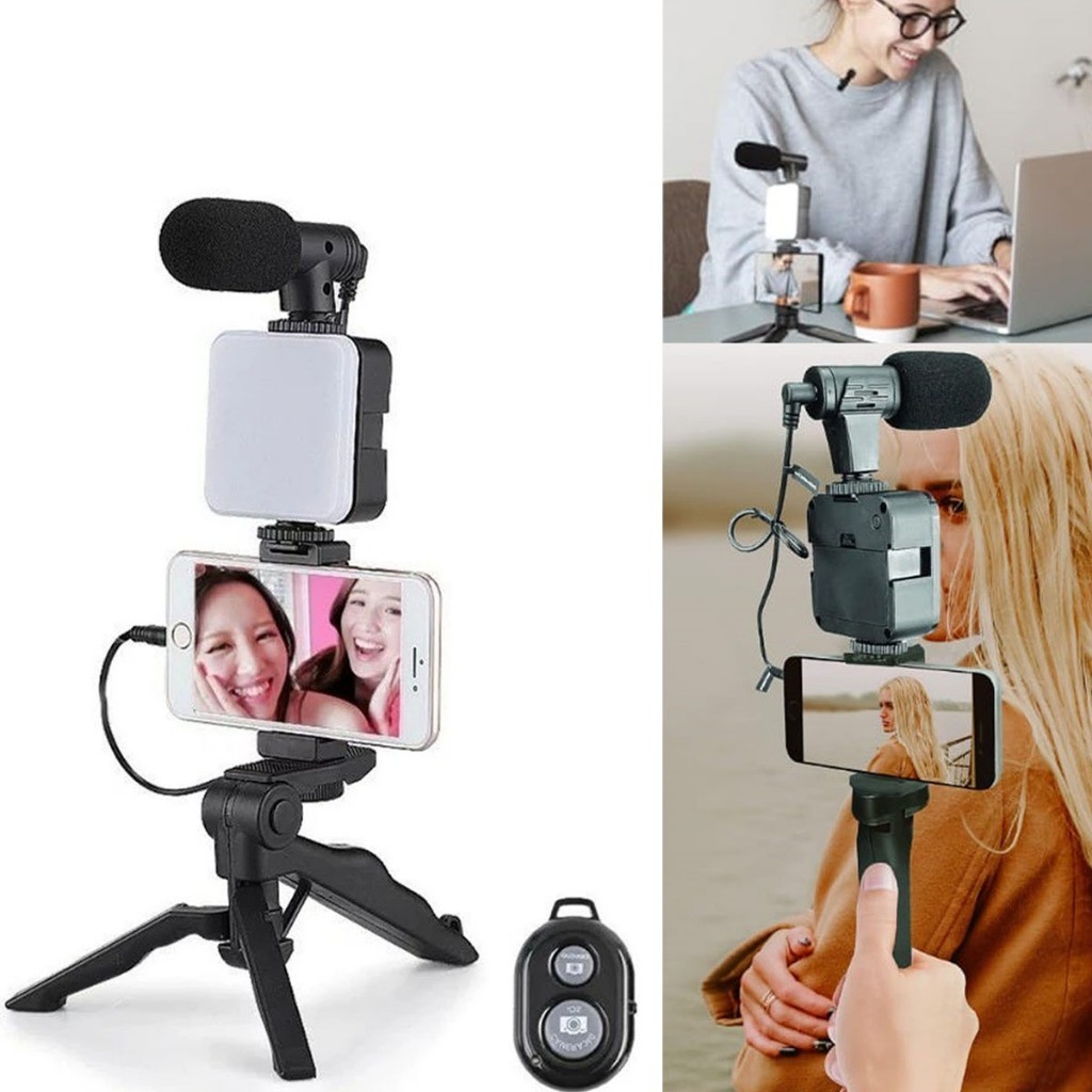Tripé Estabilizador de Mão kit 5 em 1 gimbal Microfone Celular Gravação De Vídeo estabilizador de celular para filmagem