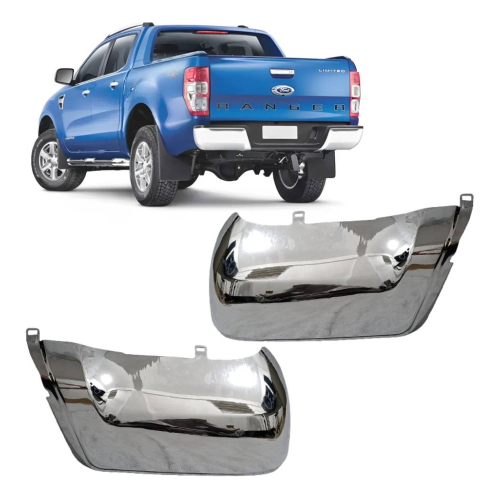 Ponteira Cromada Parachoque Traseiro Ford Ranger 2013 2014 2015 2016 2017 2018 2019 2020 2021 2022 2023