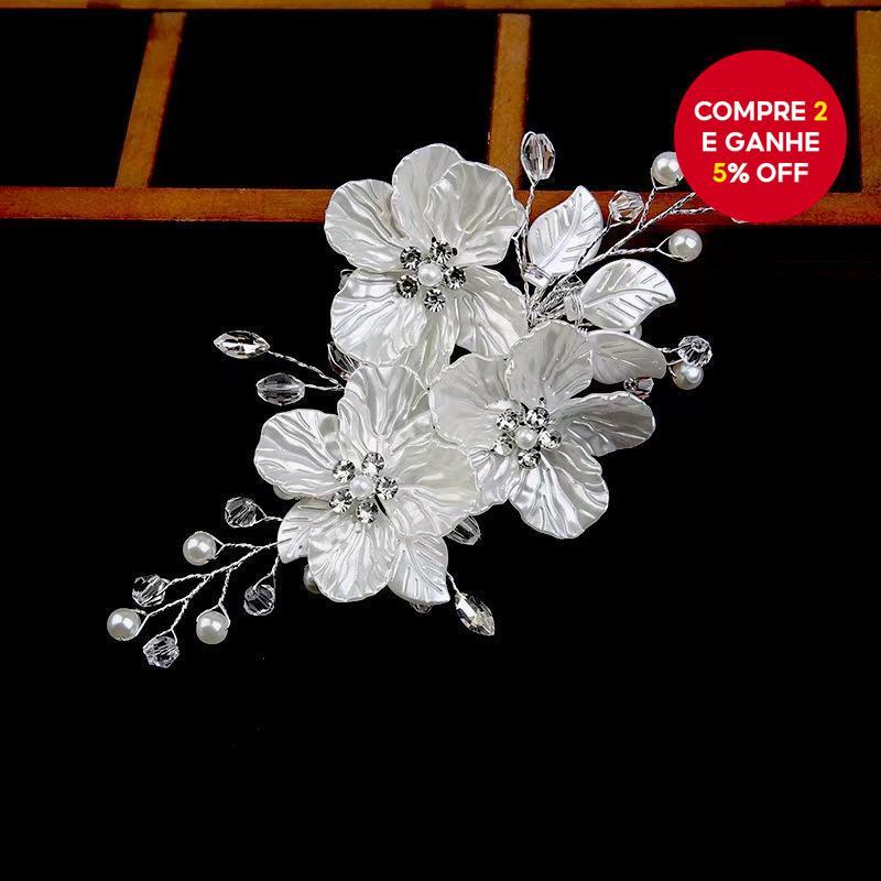 Grampo De Cabelo De Garra De Metal De Cristal De Flor De Noiva Tailandesa Estilo Chinês Casamento High-End Luxo Francês