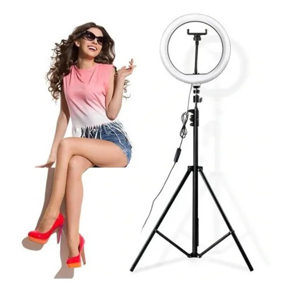 Iluminador Ring Ligth Anel Luz 26cm 10 Polegadas Make Fotos Com Tripé 1,6 Metros Fotografia Video Selfie Youtube Top