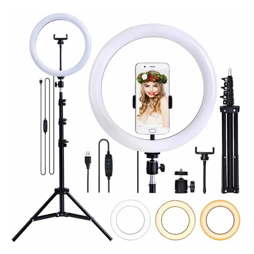 Ring Light Led Luz Iluminador Flash Estudio 10 Polegadas 25w Profissional Com Tripe 210m