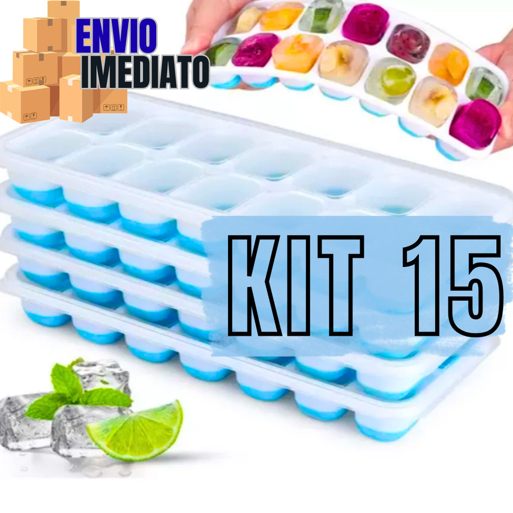 Kit 15 Forminhas De Gelo Coloridas Fácil Desenformar Fundo De Silicone Suco Forma Cubo Quadrado