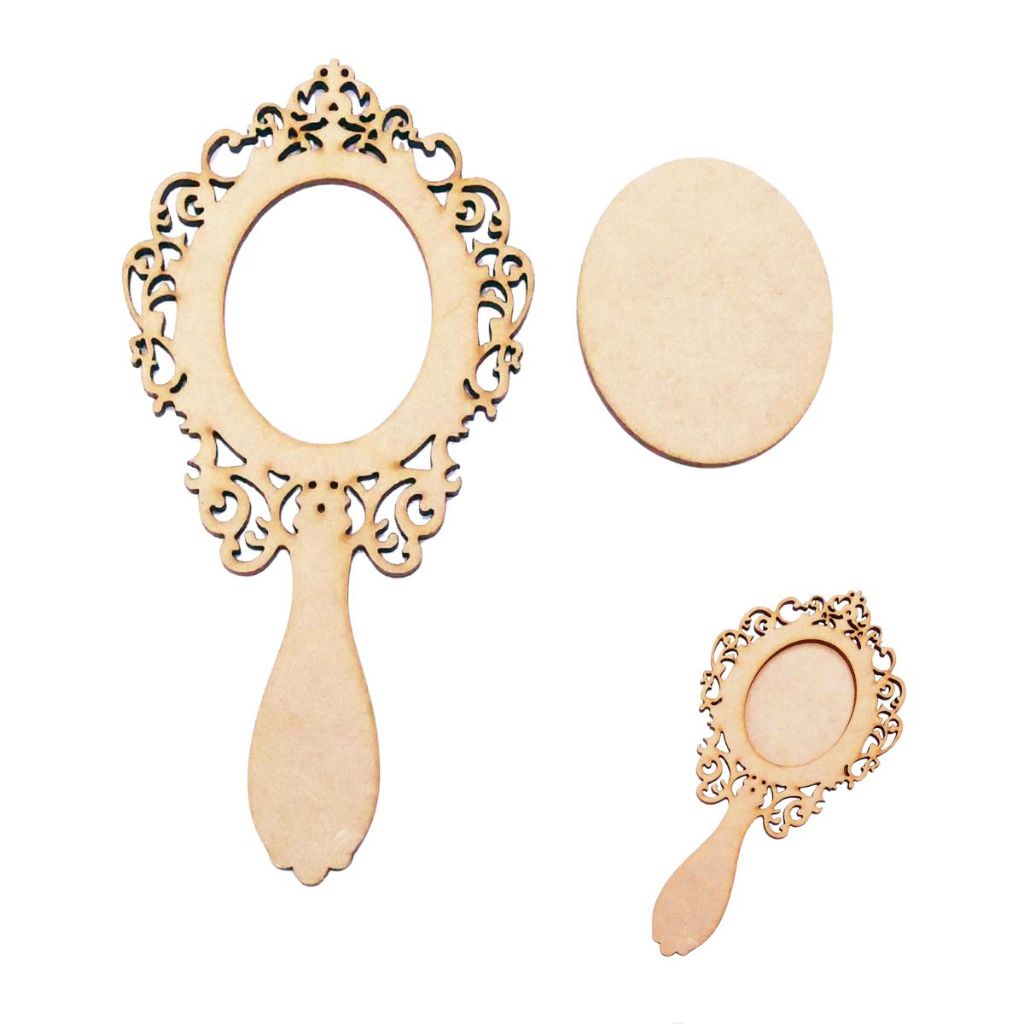 Kit 50 mini espelho de mão vazado 15 cm Sem refletivo mdf provençal lembrancinha 15 anos aniversario