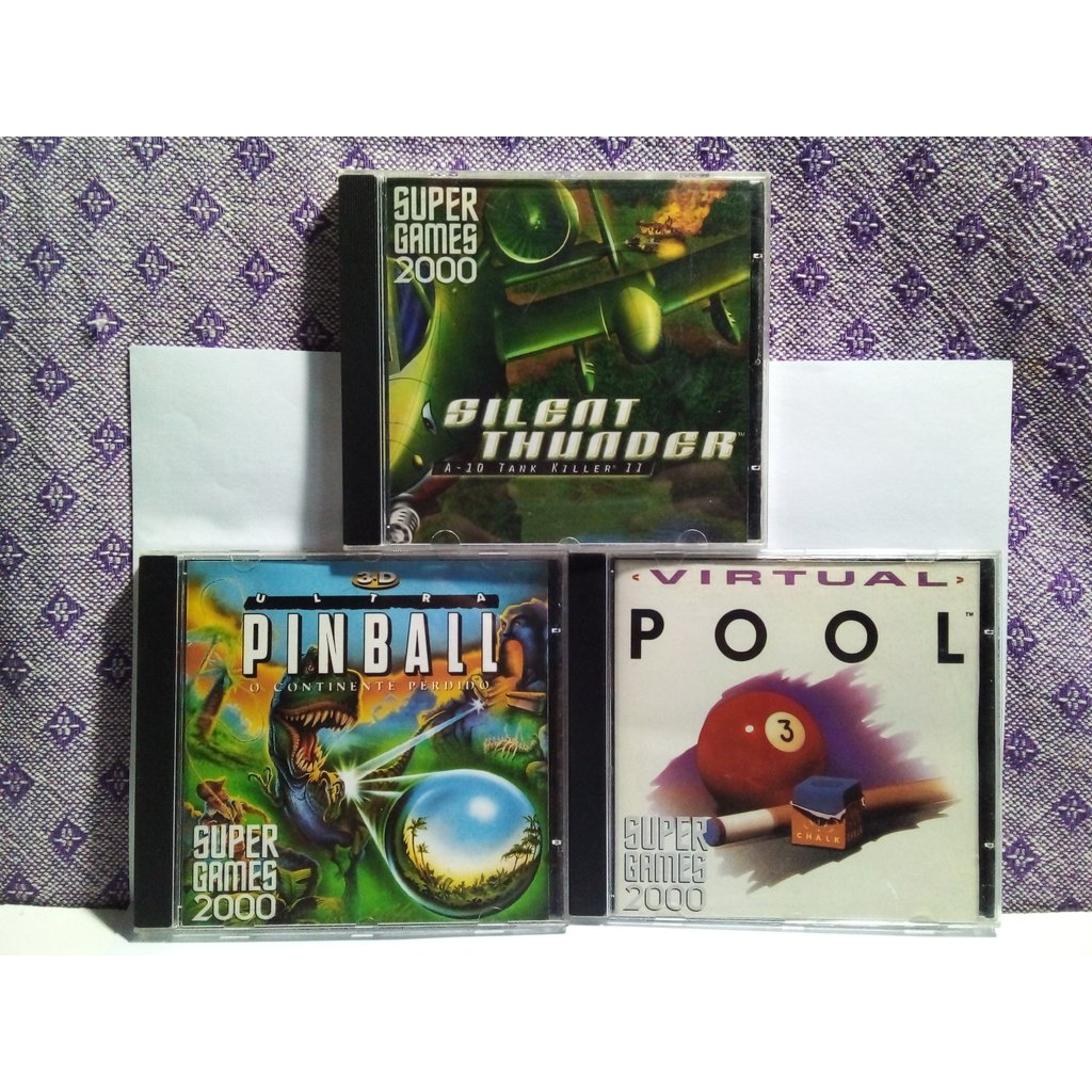 Lote 3 Jogos Pc Col. Super Games 2000 - Virtual Pool, Ultra Pinball E Silent Thunder