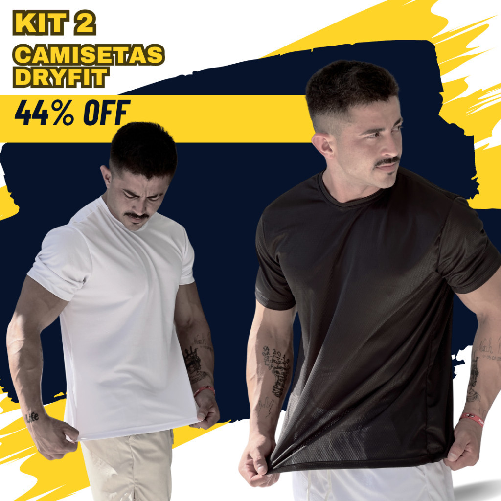 Kit 2 Camisetas Masculina Dryfit de Alta Performance para Corrida