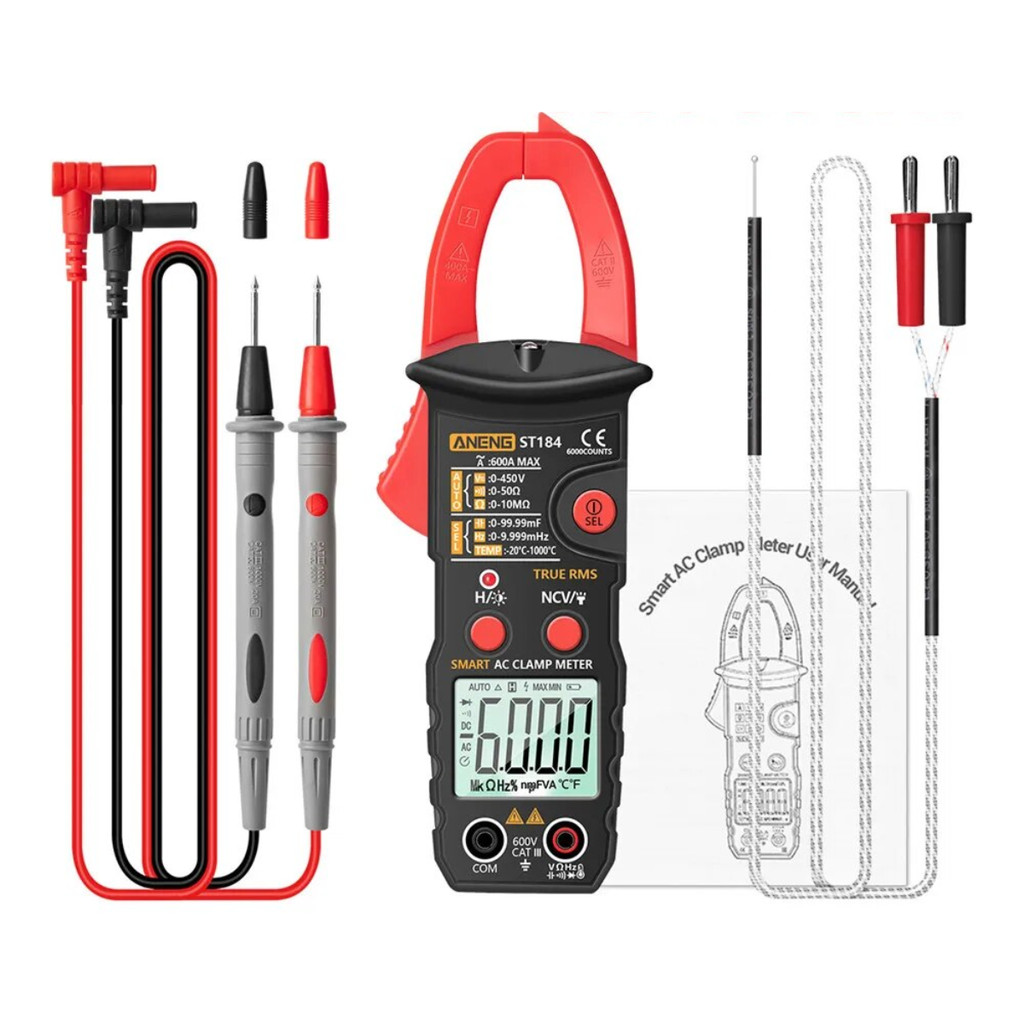Alicate Amperímetro Digital Profissional ANENG ST184 NFe
