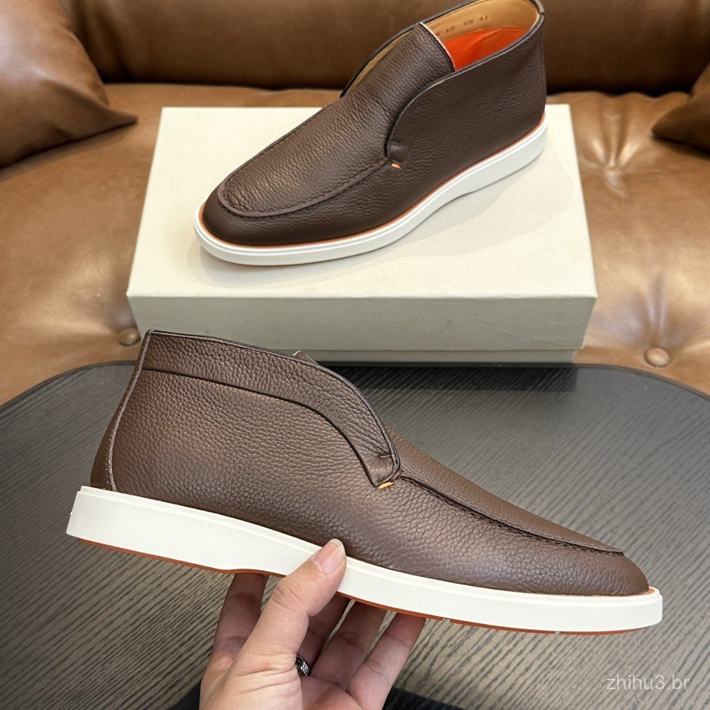 5UUO Light luxury style cowhide high-top loafers Multi-color, in-stock, soft leather, comfortable men's ankle boots