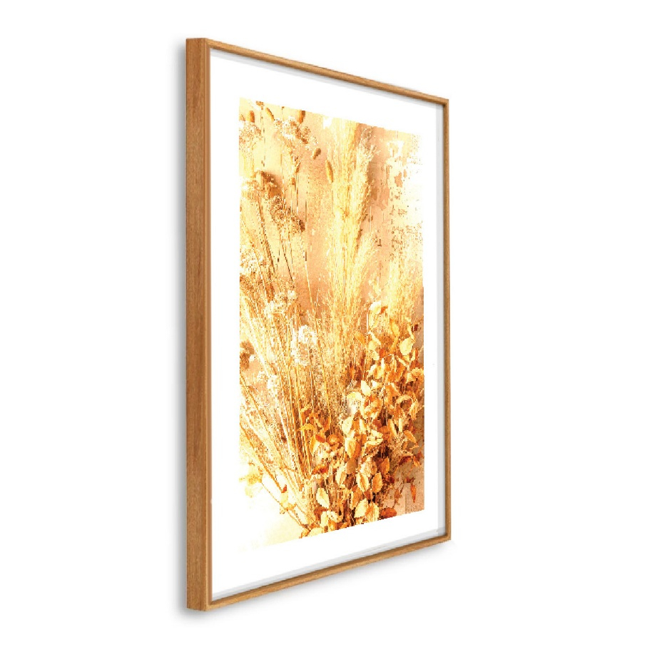 Quadro Decorativo com moldura caixa Alta 41x61x3.5 cm folhagem seca