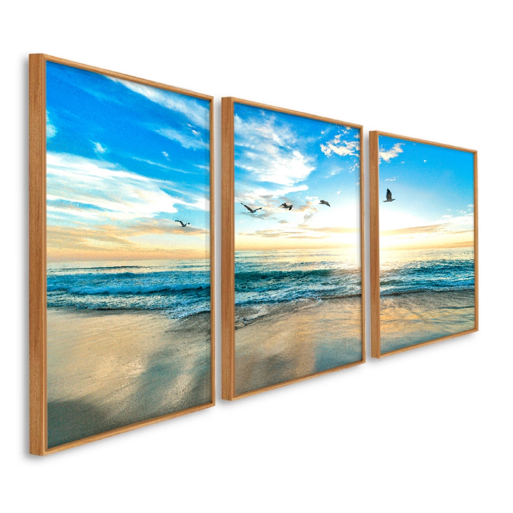 kit quadro decorativo moldura Caixa Alta Grande 41x61x3.5 cm Mar azul