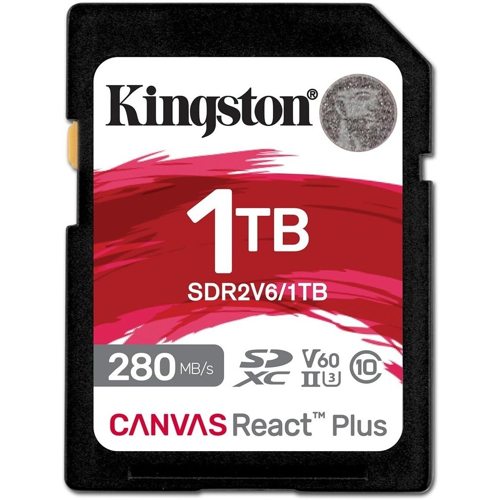 CARTÃO MEMÓRIA KINGSTON SD XC 1TB 280MB/S REACT PLUS UHS-II V60 SDR2V6/1TB