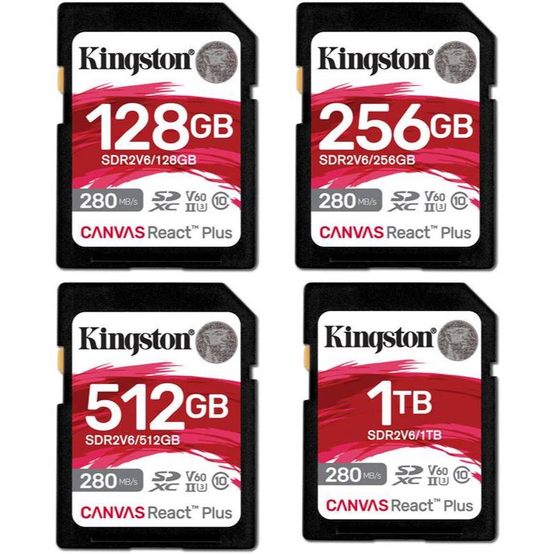 Kingston SDXC Canvas React Plus UHS-II V60 280MB/s SD Memory Card 128GB 256GB