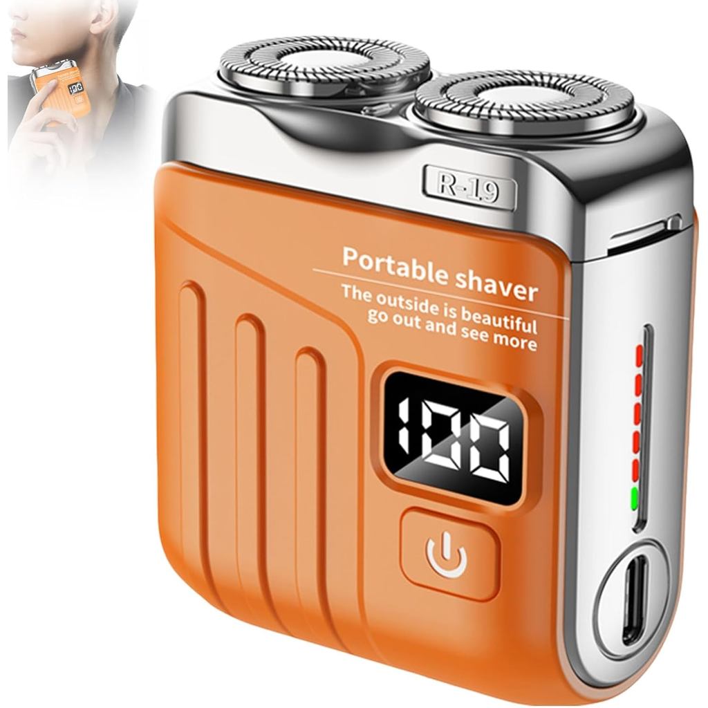 Skypicnic Portable Rotary Dual Ring Electric Shaver, 2025 New Mini Magnetic with Digital Display Washable Head Razor, US