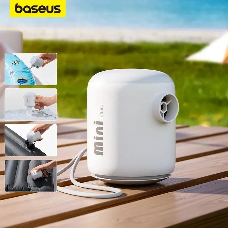 Baseus Mini Air Pump Portable Electric Inflator Pump for Air Mattresses Inflate Deflate Beds Swimming Ring Outdoor Campi