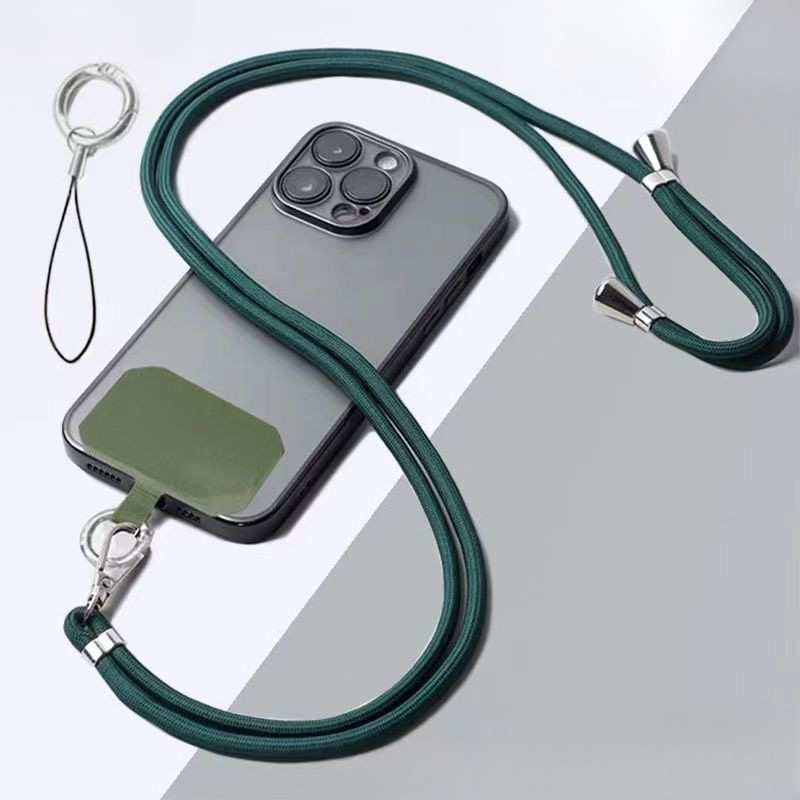 Cordão para celular pendurado no pescoço cruzado pode voltar corda longa trançada Anti-perda feminina com gás