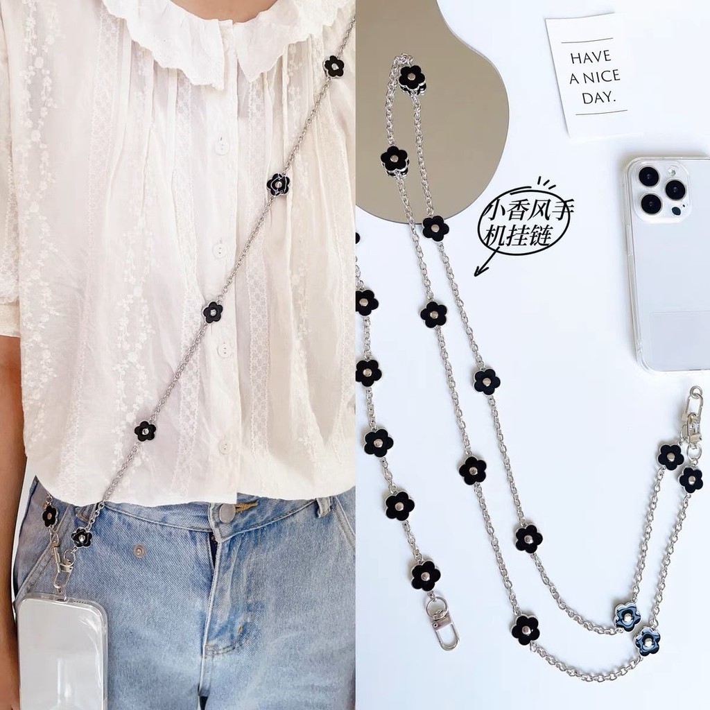 [PYDM] Xiaoxiangfeng Flower Cross-body Chain Can Back Long Mobile Phone Lanyard Moda Feminina Cadeia de Telefones Celulares Charme Criativo Anti-perda Acessórios de Caixa de Telefones Celulares