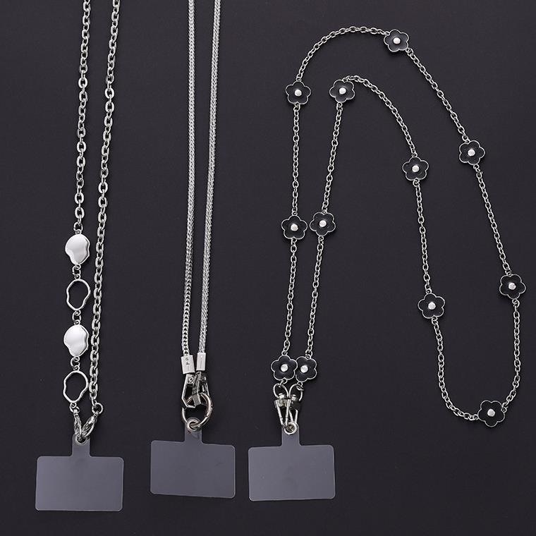 [PYDM] Premium Simples Longa Corrente de Telefone Móvel Novo Estilo de Corrente de Metal Corrente de Telefone Móvel Cordão de Corrente Transversal com Clipe Resistente a Choque Corrente de Telefone Móvel Fêmea para Pendurar no Pescoço