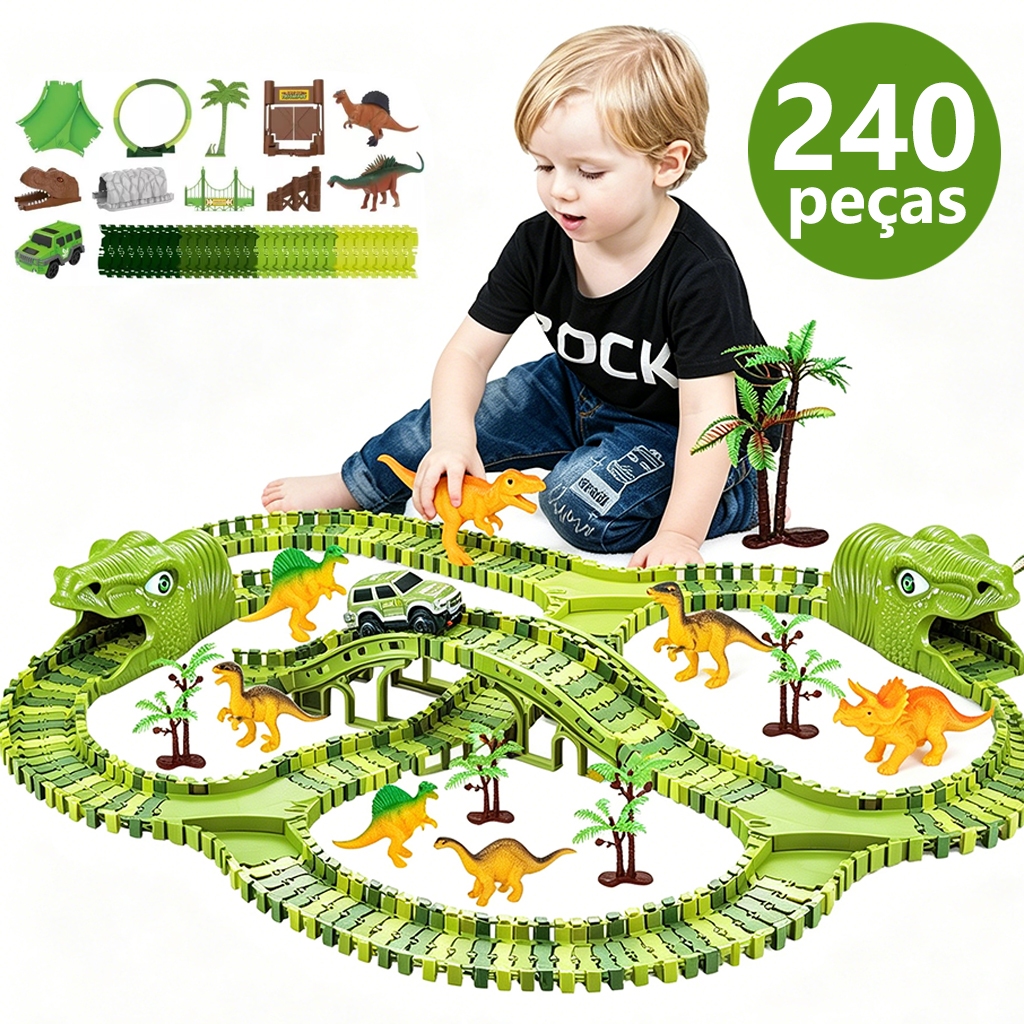 Dinosaur Looping Radical Light and Accessories Car Track 240 Pieces