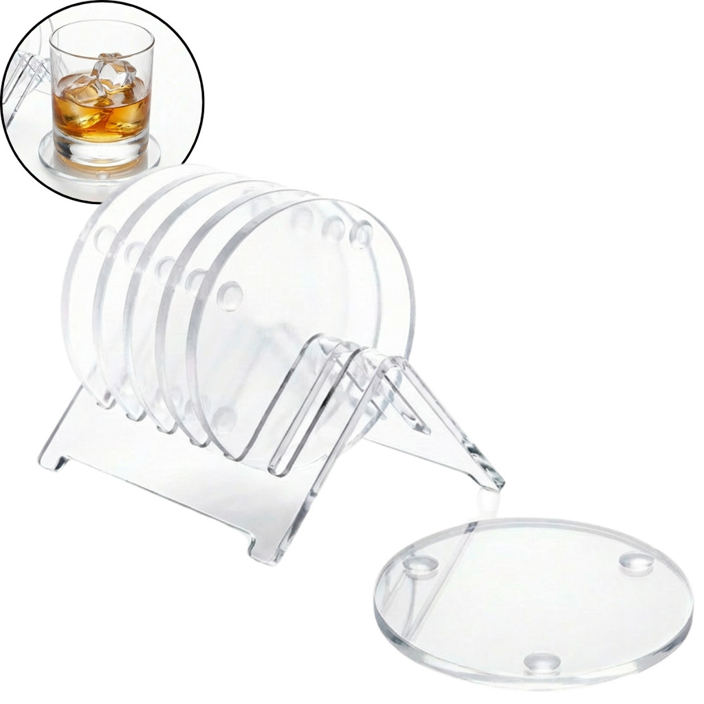 Jogo Bolacha Porta Copo Acrílico Chopp Suor Redondo Decoração Apoio Descanso