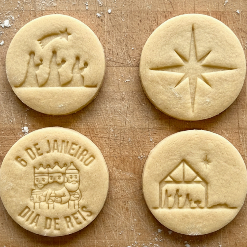 Dia de Reis Kit 4 Cortadores Biscoito Cookies  para Pasta Americana Confeitaria Religiosa Decoração Lembrancinha Natal