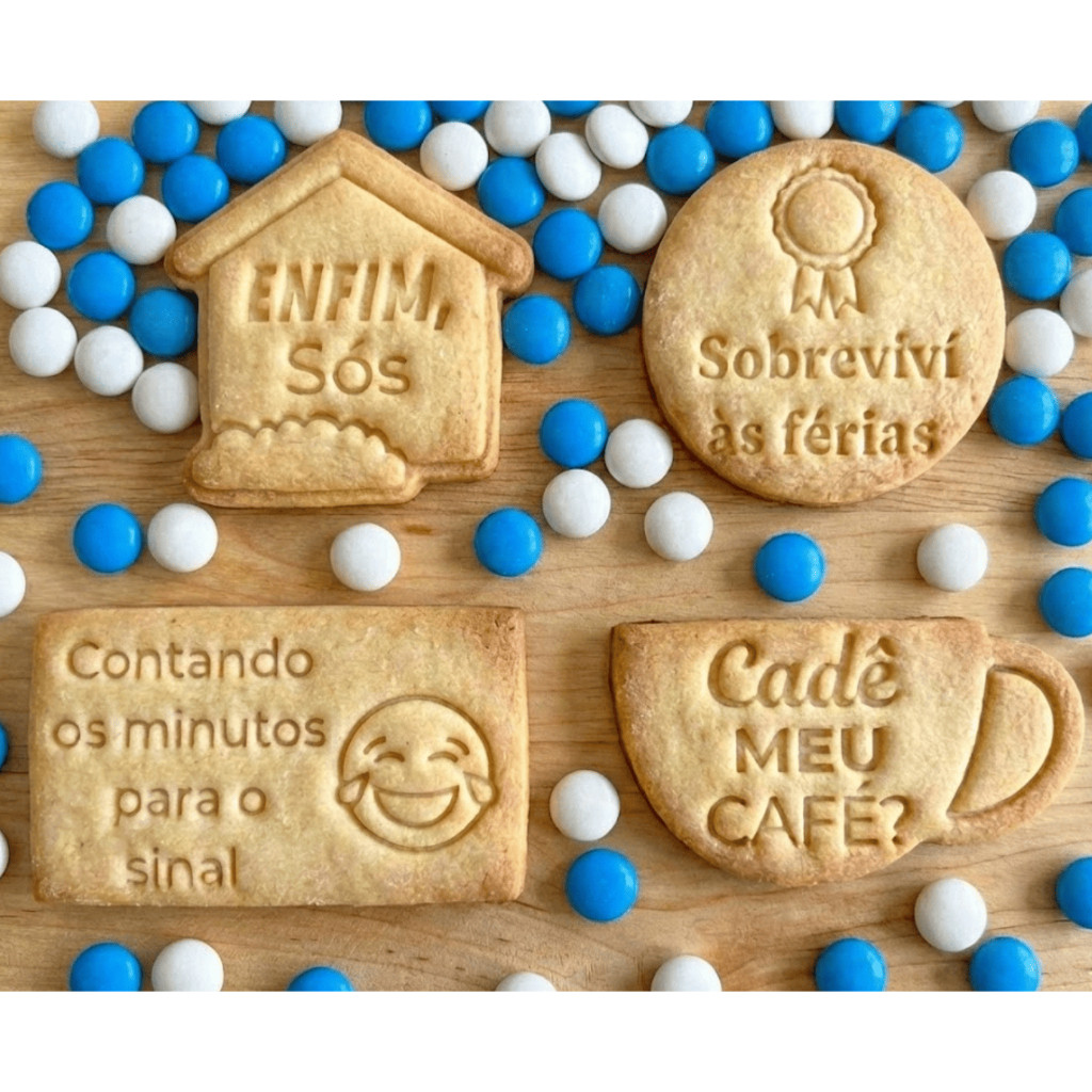 Fim de férias Mãe Kit 4 Cortadores Biscoito Volta às Aulas Pais para Pasta Americana Confeitaria Divertida Decoração