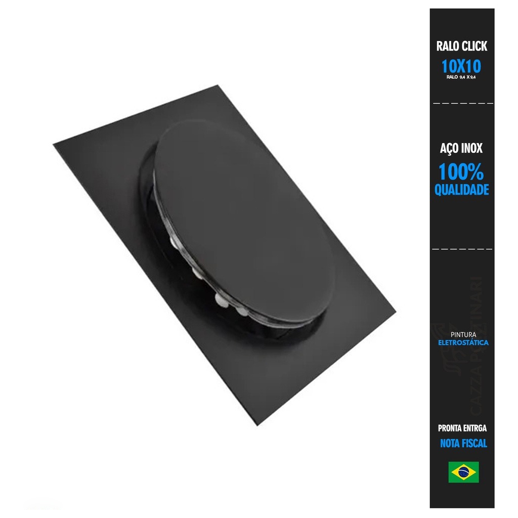 Ralo Click Inteligente Para Piso 10X10cm Black Matte Preto Fosco Click Up Super Luxo
