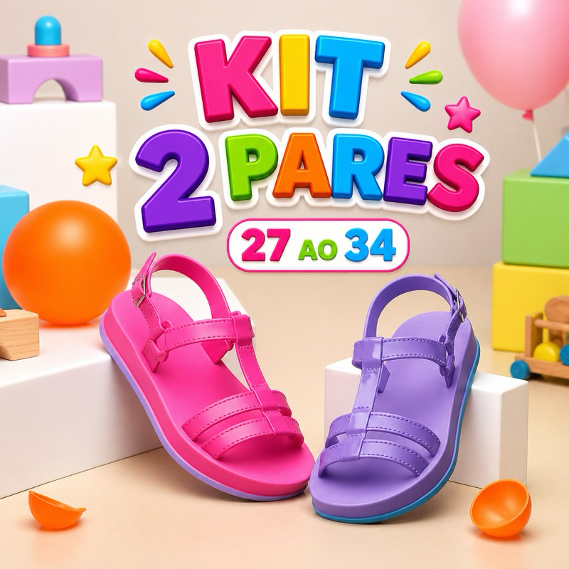 kit DUAS Sandália Infantil Menina SANDALIA Jujuba Lançamento REF.12