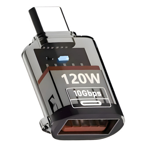 Adaptador OTG USB 3.0 USB-A para USB-C Tipo-C Fêmea 5Gbps Alta Velocidade Cinza