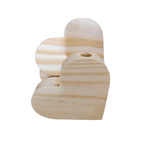 Kit Vasinhos Corações 10cm Altura em Madeira Pinus, Pingente, Artesanato, Mesa Posta, Decoração.