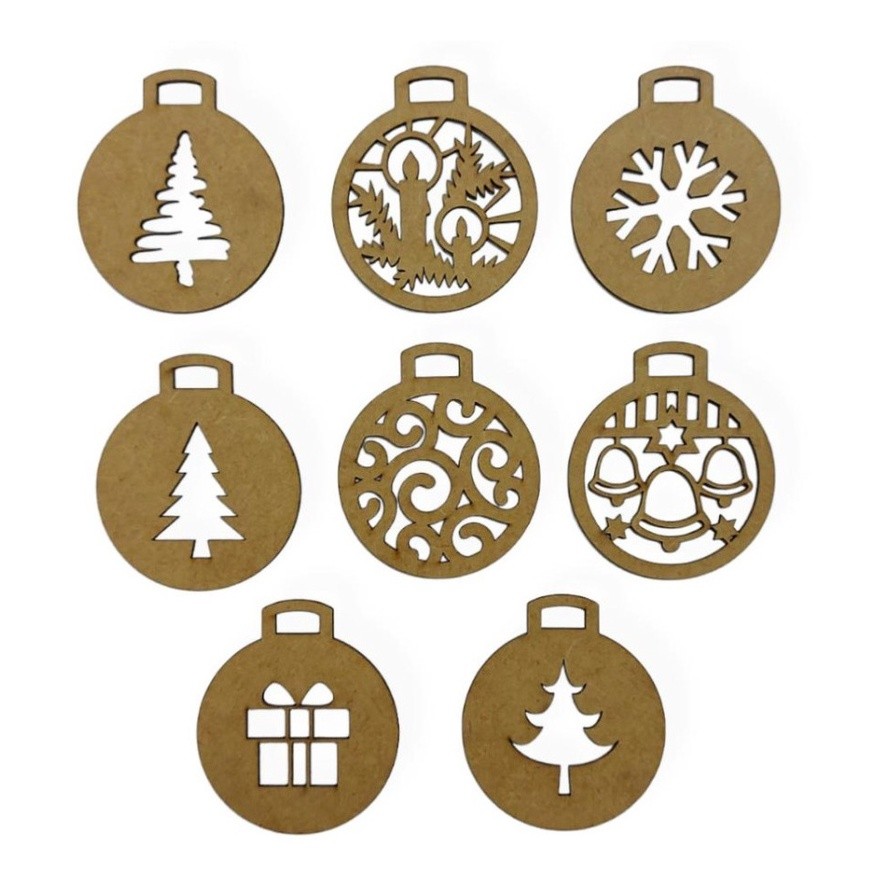 Kit 40 Enfeite Natal Pingente Mdf Cru 8 Cm Aplique Decoração