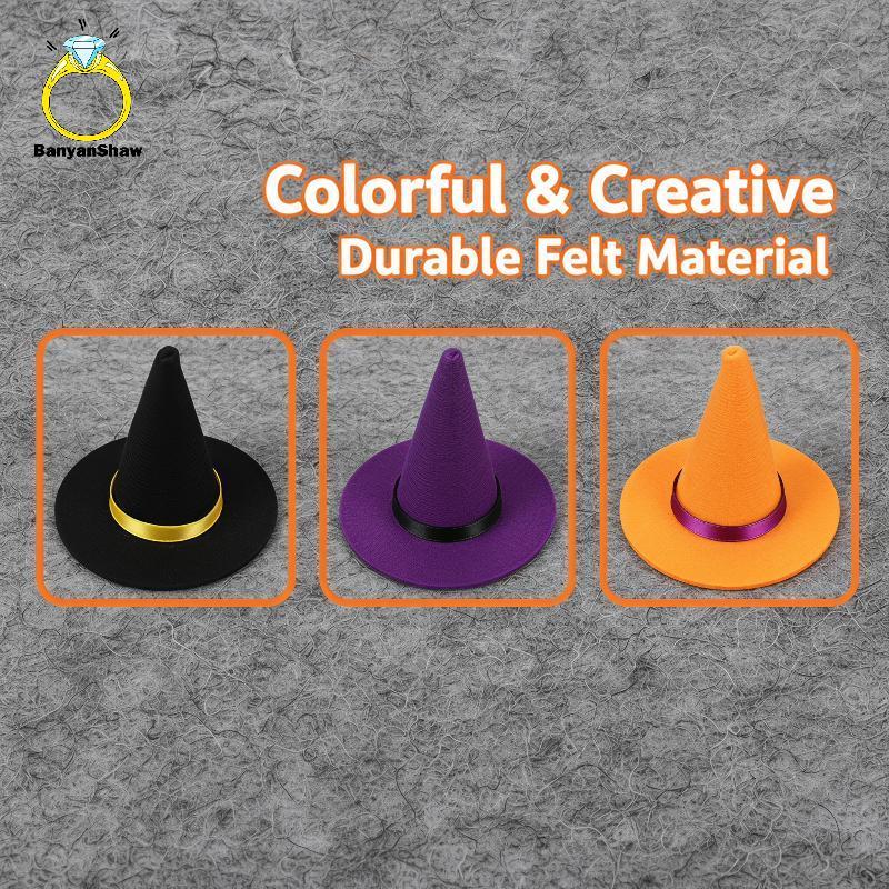 [BANY] Chapéus De Feltro De Bruxa Pequena , 5 Peças , Mini Chapéu De Feiticeiro Feito À Mão , Toppers Para Garrafa , Cop