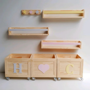Prateleiras Decorativa  Organizador Nicho Infantil  Montessoríana 60cm kit colorida