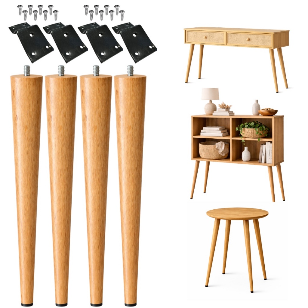 Kit Pé palito 4un 60cm para rack aparador mesa lateral nicho