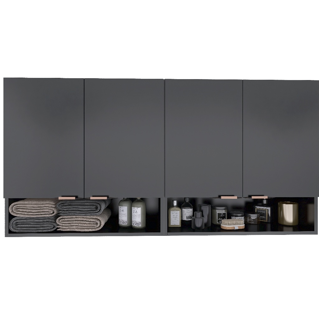 Kit 2 Armário Cozinha Aéreo Com Nicho 2 Portas 60cm  Resistente ClickForte