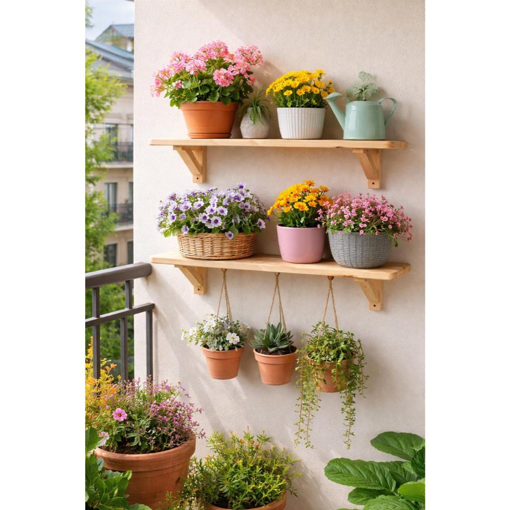 Kit 2 Prateleiras Madeira Pinus 60cm Decorativa Suspensa com Corda -Nicho -Móveis Parede-Organizador