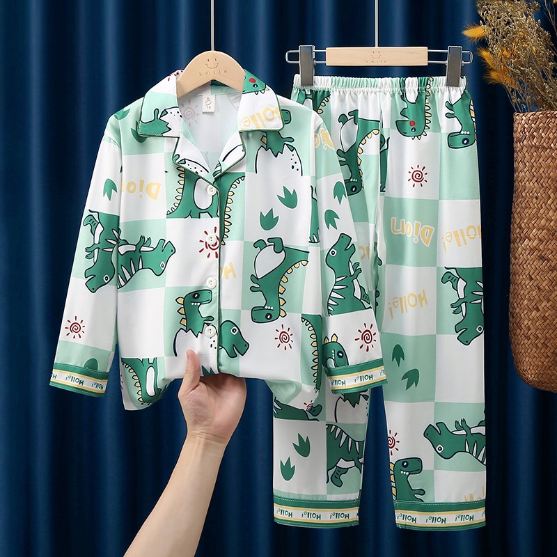 2024 Novo Estilo Dinossauro Pijama Infantil MeninosMeninas Autumn Long-Sleeved Trousers Loungewear Set kids pijama