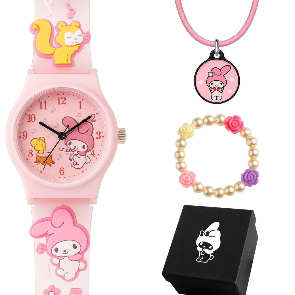 relogio infantil rosa silicone + caixa pulseira ajustavel crianca presente qualidade premium menina
