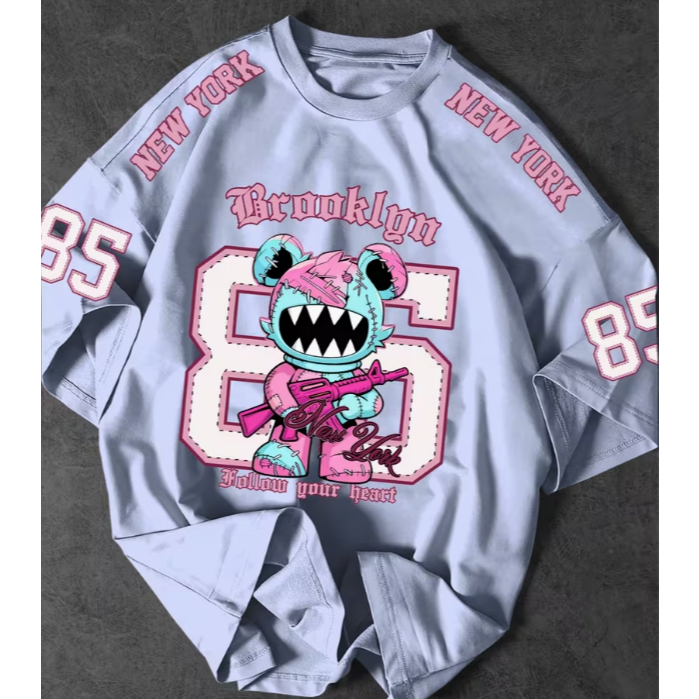Camiseta 85 Siga Seu Coração Urso Fantoche New York Streetwear
