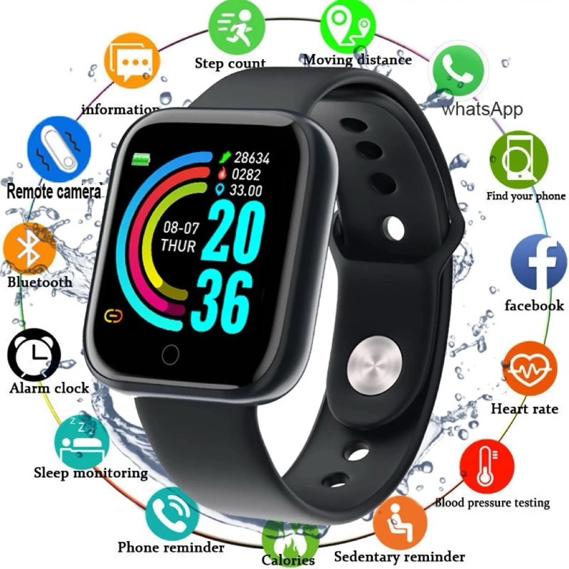 Relógio Smartwatch y68 d20 pro coloca foto na tela controle de musicas Bluetooth USB com Monitor Cardíaco