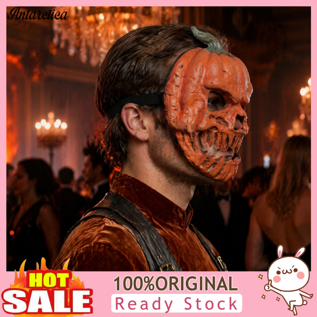 Creepy Pumpkin Skeleton Masque Costume Headgear Halloween Mask for Adults – Full Face Cosplay Foam Prop for Party and