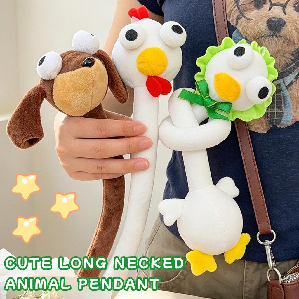 3-1Pcs 40cm Long Neck Animal Plush Toys-Cute Cartoon Stuffed Keychain-Dachshund Duck Pendurado Decoração Presente-Engraç