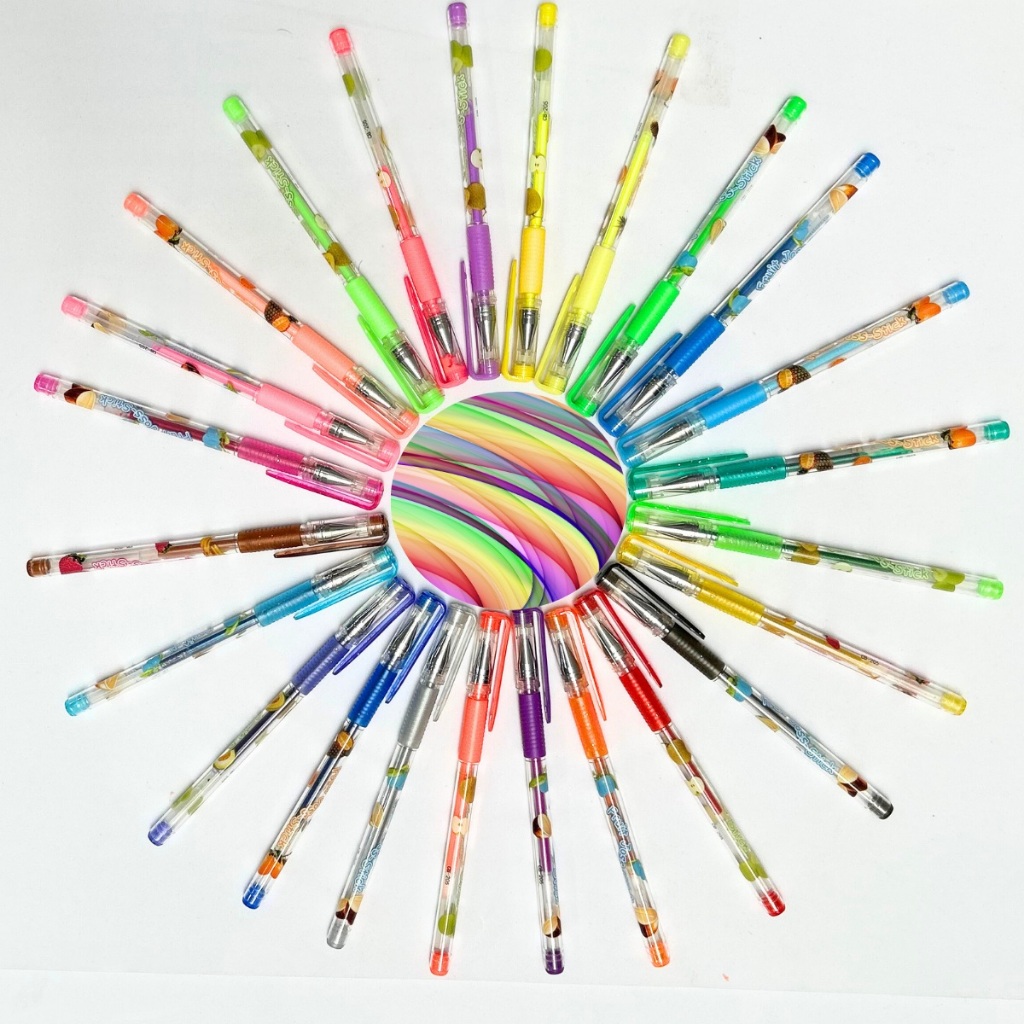 Caneta De Gel Com Glitter Neon Perfumada Cheirinho De Fruta Cores Fortes Fruta Cor 6 Unidade