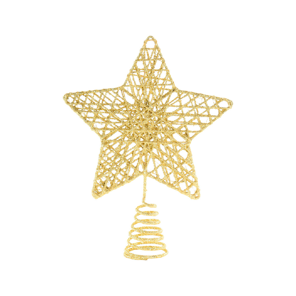 Estrela com glitter enfeite luxo topo de árvore de natal 20cm cor ouro