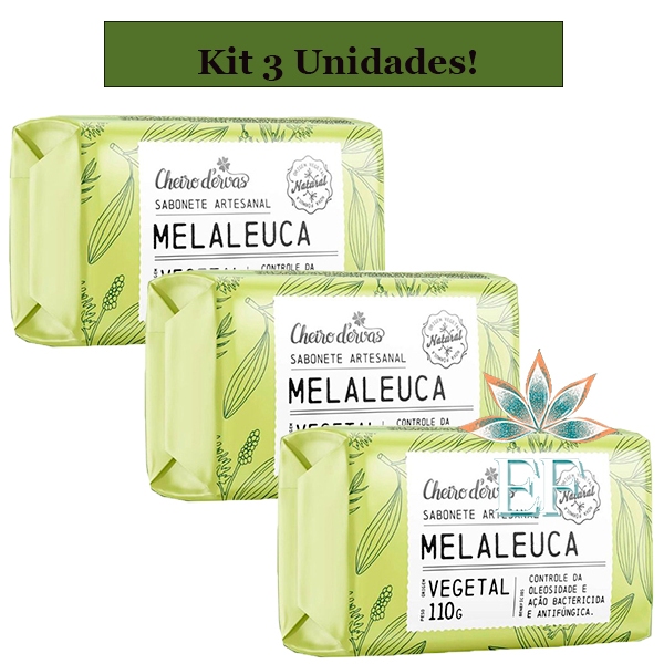 Kit 3 Unidades Sabonete em Barra MELALEUCA 110g Cheiro D´Ervas